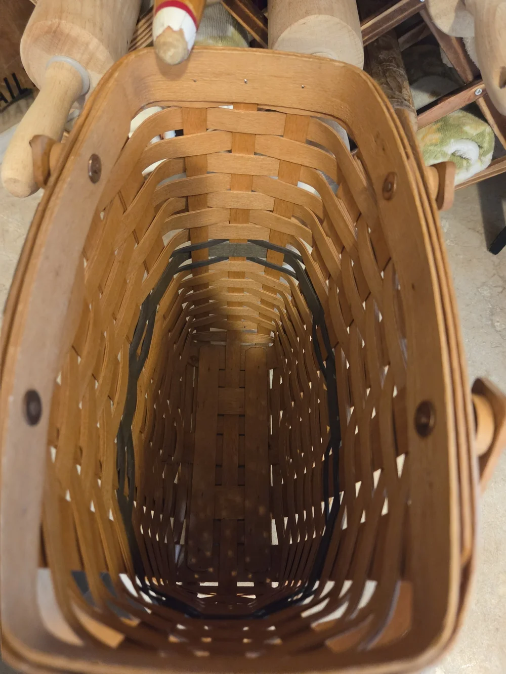 Longaberger Two-Tone Woven Basket in Natural Brown and Dark Brown